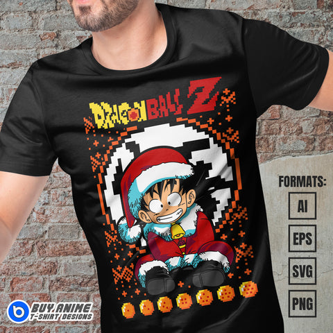 Premium Goku Kid Christmas Dragon Ball Anime Vector T-shirt Design Template