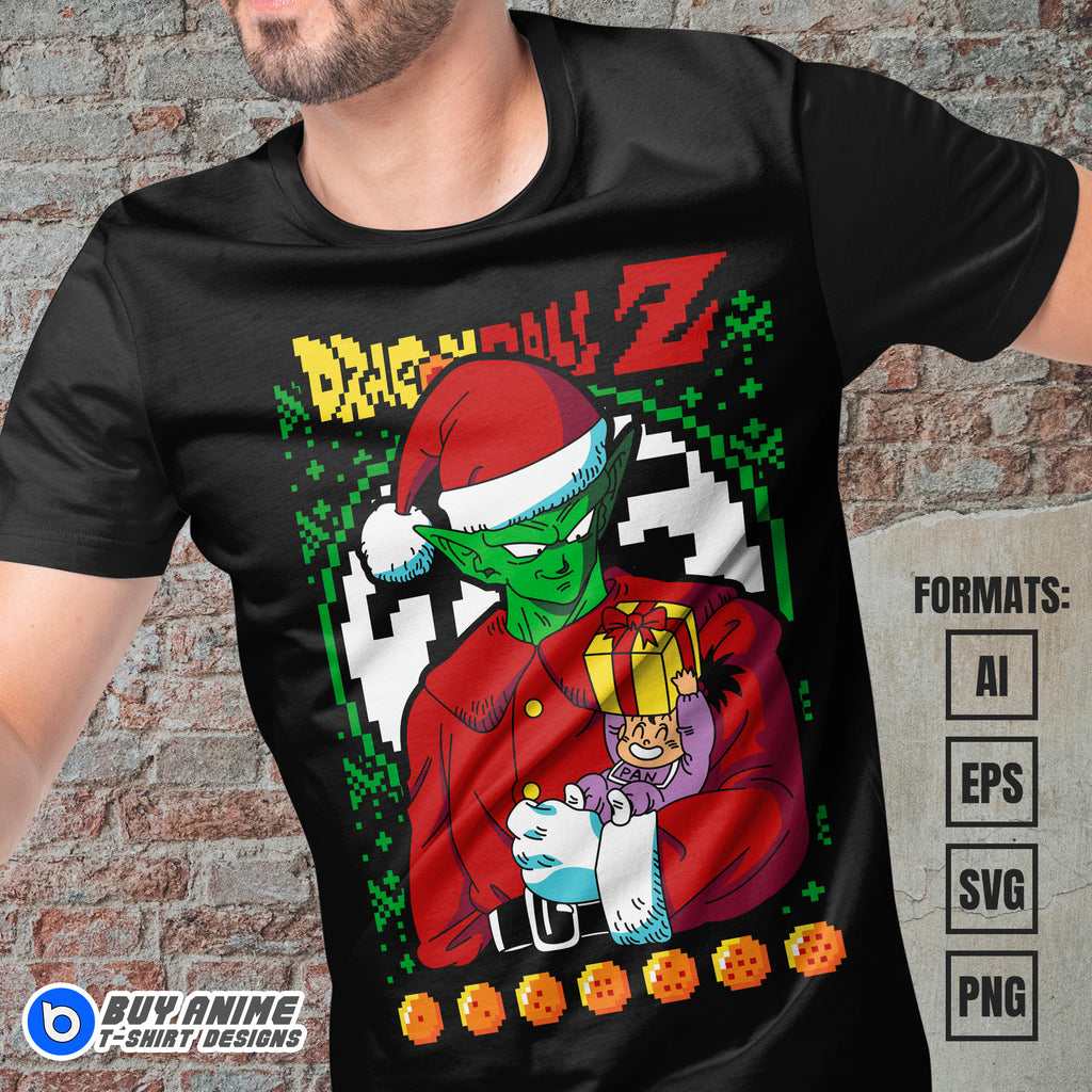 Premium Piccolo Christmas Dragon Ball Anime Vector T-shirt Design Template