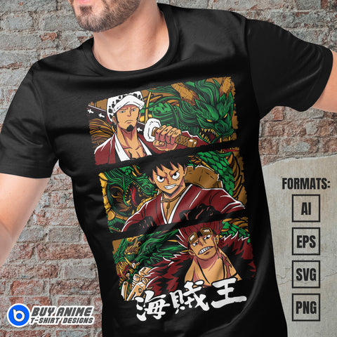 Premium One Piece Supernova Trio Anime Vector T-shirt Design Template #3