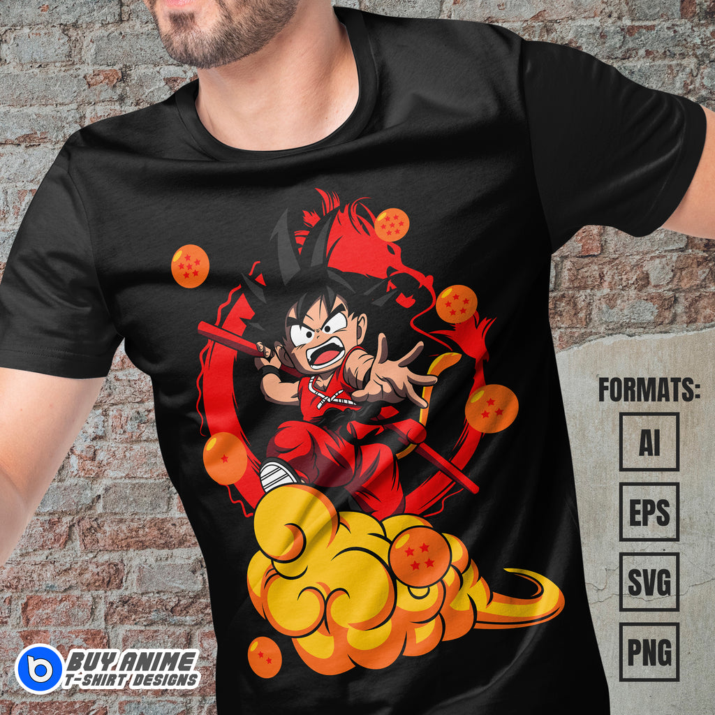 Premium Goku Kid Dragon Ball Z Anime Vector T-shirt Design Template