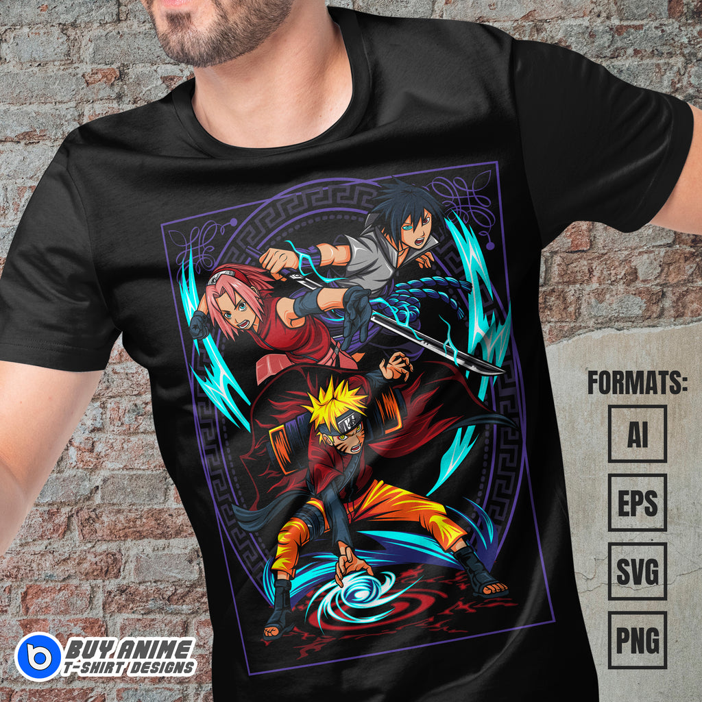 Premium Naruto Team 7 Anime Vector T-shirt Design Template