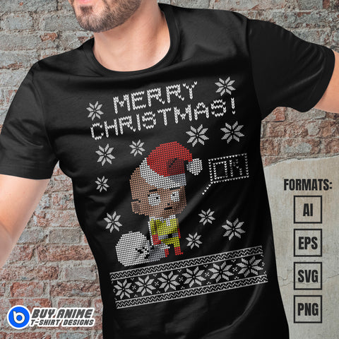 Premium Saitama Christmas One Punch Man Anime Vector T-shirt Design Template
