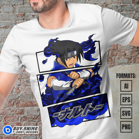 Premium Sasuke Uchiha Naruto Anime Vector T-shirt Design Template #3