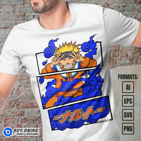 Premium Naruto Uzumaki Anime Vector T-shirt Design Template