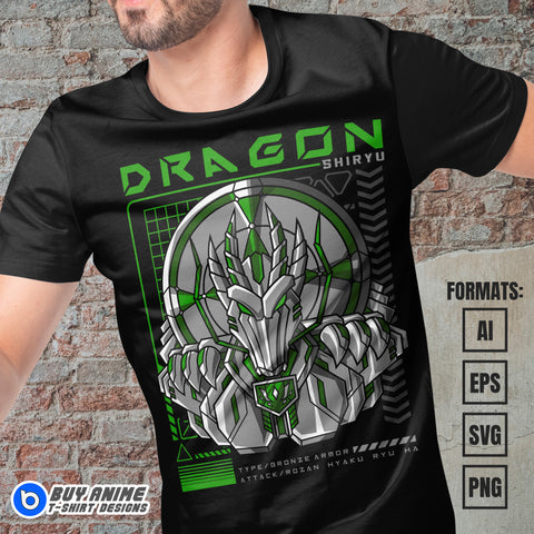 Premium Dragon Mecha Saint Seiya Anime Vector T-shirt Design Template