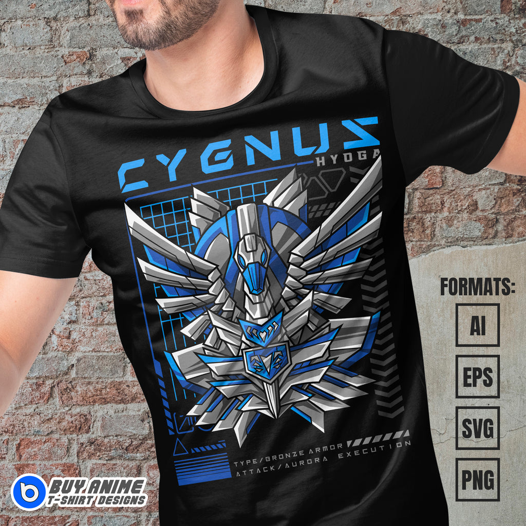 Premium Cygnus Mecha Saint Seiya Anime Vector T-shirt Design Template