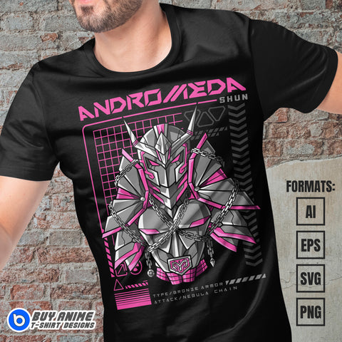 Premium Andromeda Mecha Saint Seiya Anime Vector T-shirt Design Template