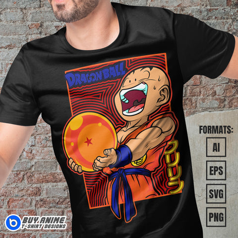 Premium Krillin Dragon Ball Anime Vector T-shirt Design Template