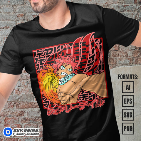 Premium Natsu Fairy Tail Anime Vector T-shirt Design Template