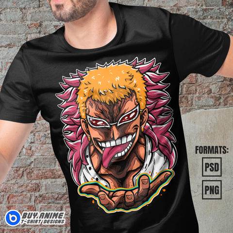 Premium Doflamingo One Piece Anime Vector T-shirt Design Template #3