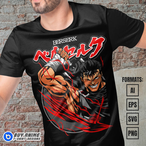 Premium Berserk Anime Vector T-shirt Design Template #4