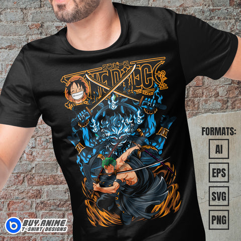 Premium Roronoa Zoro One Piece Vector T-shirt Design Template #14