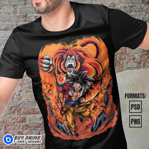 Premium Goku Super Saiyan 4 Dragon Ball Anime Vector T-shirt Design Template