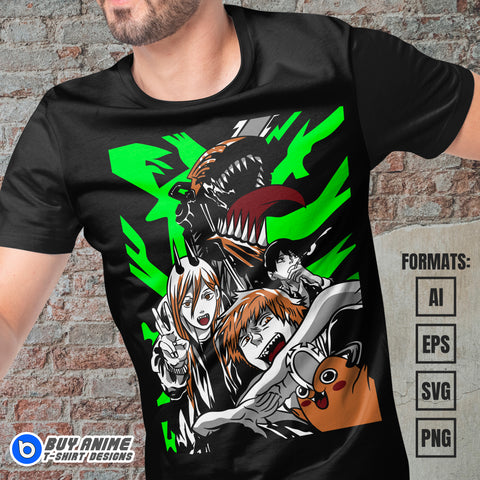 Premium Chainsaw Man Anime Vector T-shirt Design Template #20