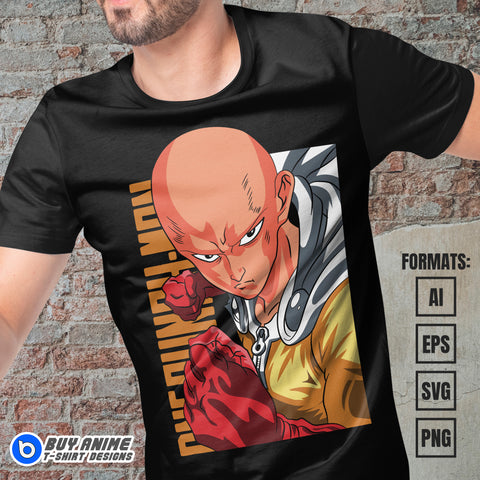 Premium Saitama One Punch Man Anime Vector T-shirt Design Template #3