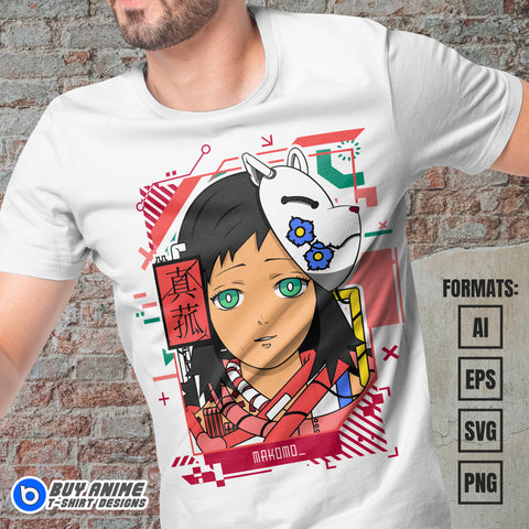 Premium Makomo Mecha Demon Slayer Anime Vector T-shirt Design Template