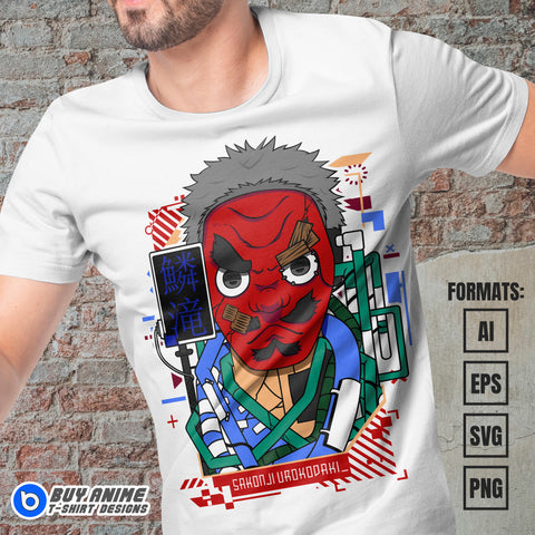 Premium Urokodaki Mecha Demon Slayer Anime Vector T-shirt Design Template