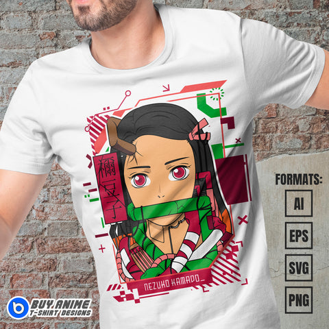 Premium Nezuko Mecha Demon Slayer Anime Vector T-shirt Design Template