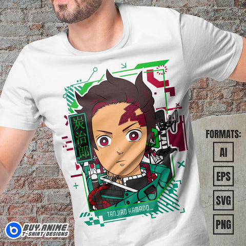 Premium Inosuke Mecha Demon Slayer Anime Vector T-shirt Design Template