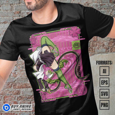 Premium Mitsuri Demon Slayer Anime Vector T-shirt Design Template #3