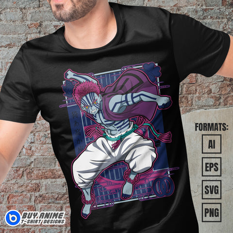 Premium Akaza Demon Slayer Anime Vector T-shirt Design Template