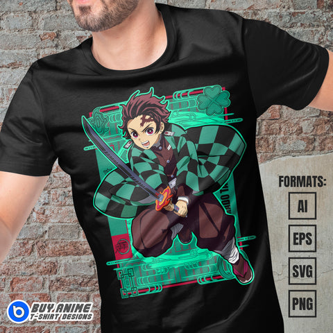  Premium Tanjiro Kamado Demon Slayer Anime Vector T-shirt Design Template #6