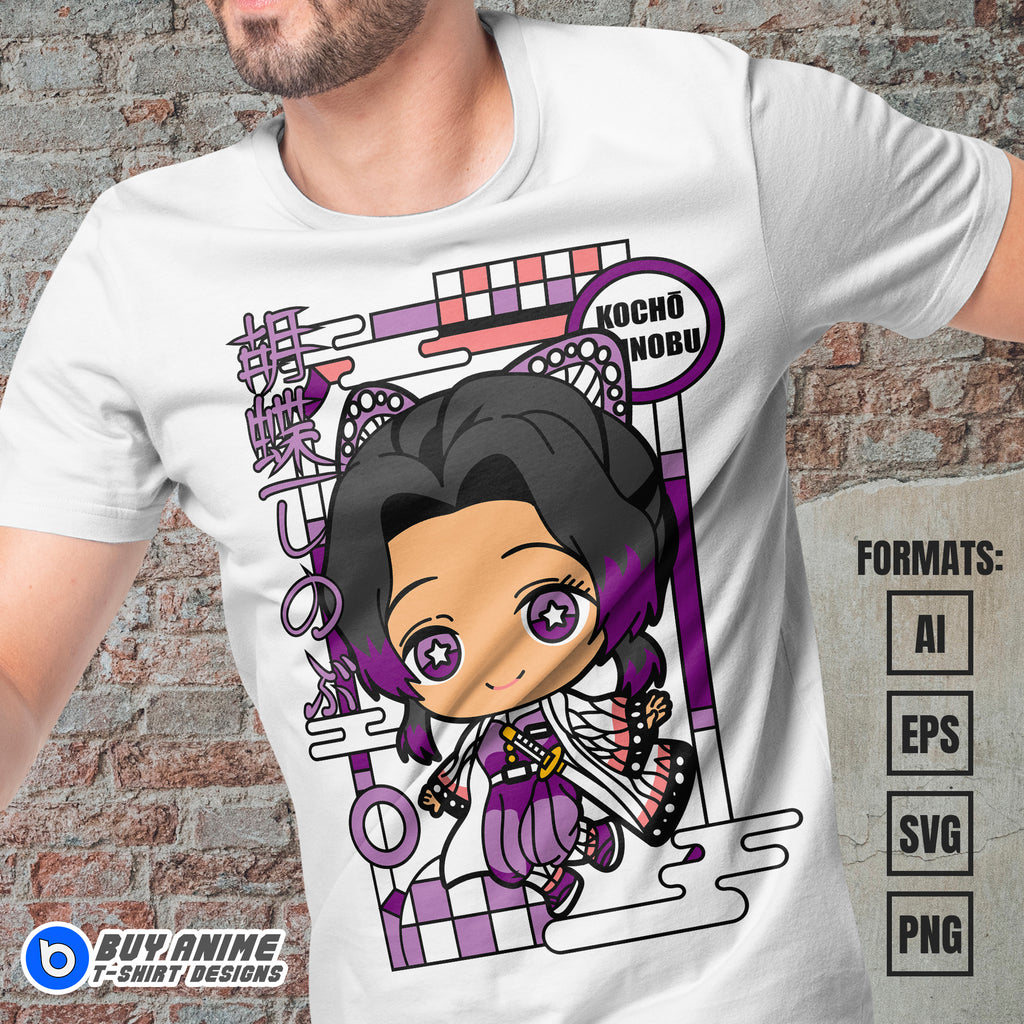 Premium Shinobu Kocho Chibi Demon Slayer Anime Vector T-shirt Design Template