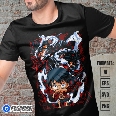 Premium Luffy One Piece Anime Vector T-shirt Design Template #8