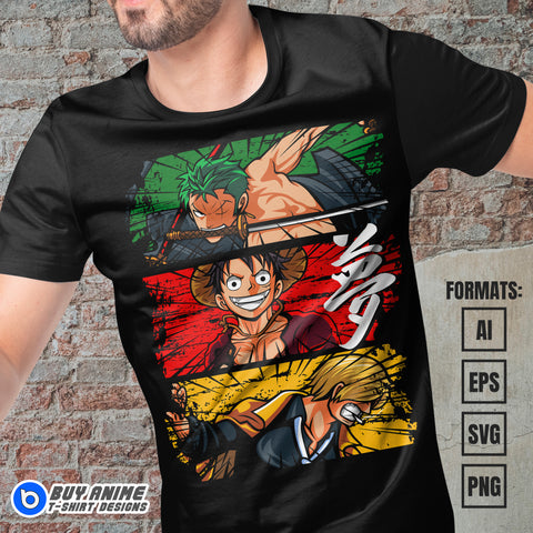 Premium One Piece Anime Vector T-shirt Design Template #17