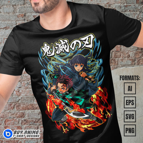 Premium Demon Slayer Anime Vector T-shirt Design Template #28