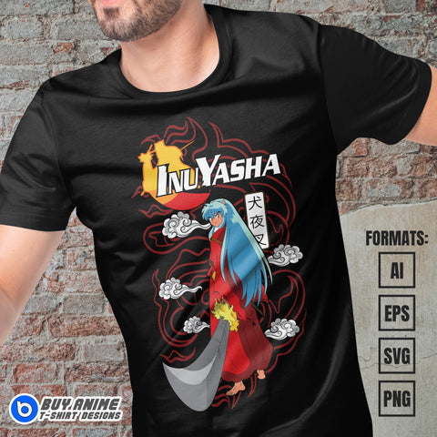 Premium Inuyasha Anime Vector T-shirt Design Template