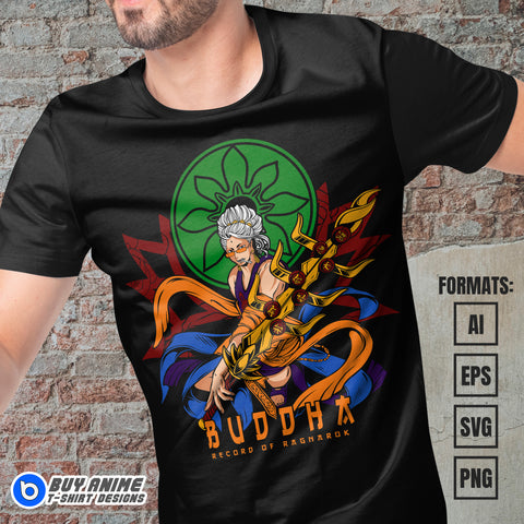Premium Buddha Record Of Ragnarok Anime Vector T-shirt Design Template