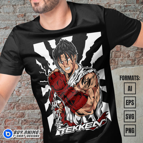 Premium Jin Kazama Tekken Vector T-shirt Design Template