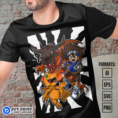 Premium Digimon Anime Vector T-shirt Design Template