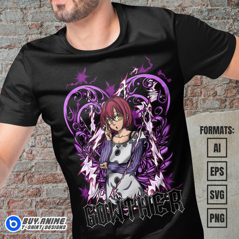 Premium Gowther The Seven Deadly Sins Anime Vector T-shirt Design Template