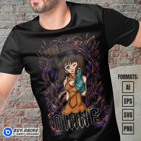 Premium Diane The Seven Deadly Sins Anime Vector T-shirt Design Template
