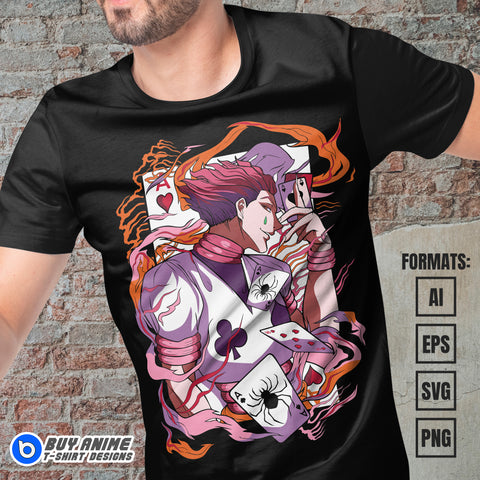 Premium Hisoka Hunter x Hunter Anime Vector T-shirt Design Template