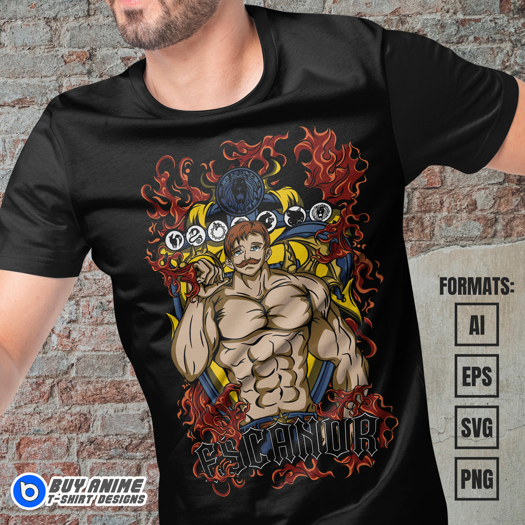 Premium Escanor The Seven Deadly Sins Anime Vector T-shirt Design Template