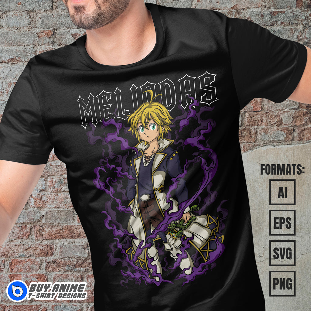 Premium Meliodas The Seven Deadly Sins Anime Vector T-shirt Design Template #2