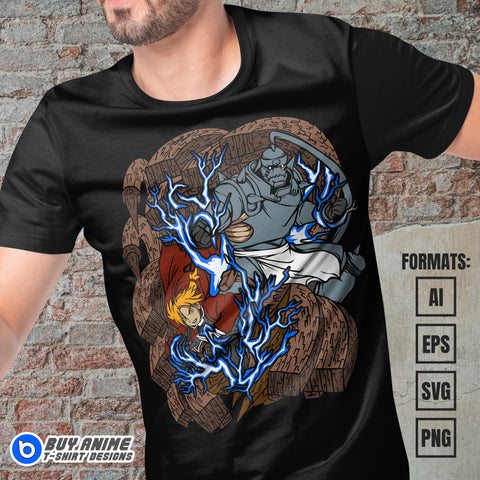 Premium Fullmetal Alchemist Anime Vector T-shirt Design Template