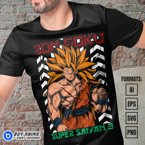 Premium Goku Super Saiyan 3 Dragon Ball Anime Vector T-shirt Design Template #3