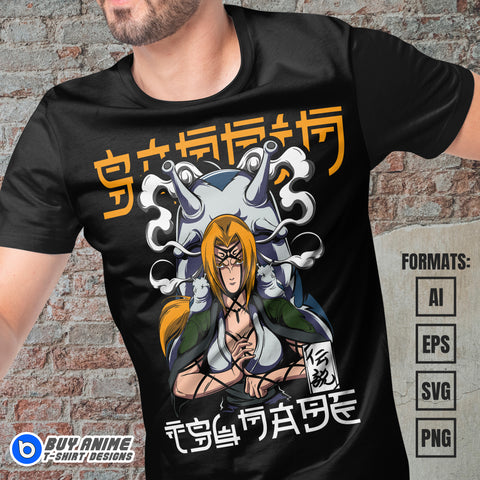 Premium Tsunade Naruto Anime Vector T-shirt Design Template #2