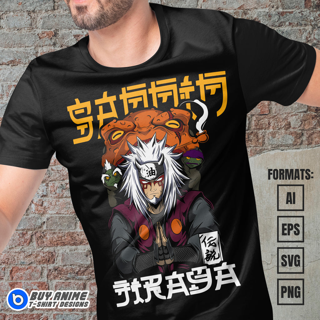 Premium Jiraya Naruto Anime Vector T-shirt Design Template ...
