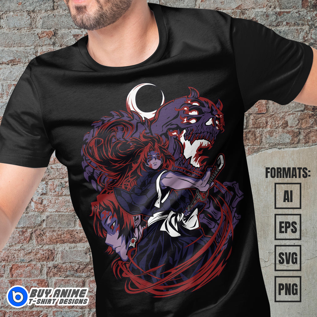 Premium Kokushibo Demon Slayer Anime Vector T-shirt Design Template #7