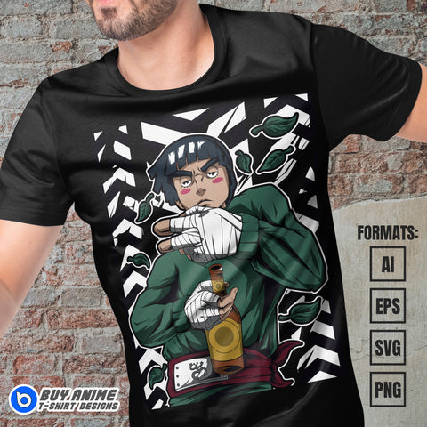 Premium Rock Lee Naruto Anime Vector T-shirt Design Template