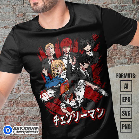Premium Chainsaw Man Anime Vector T-shirt Design Template #21