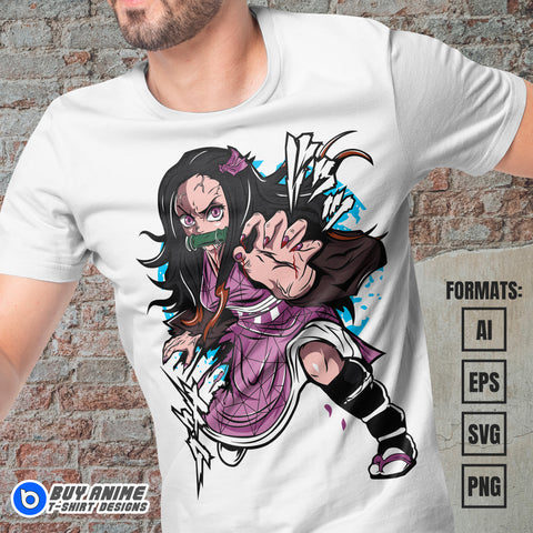 Premium Nezuko Kamado Demon Slayer Anime Vector T-shirt Design Template #5