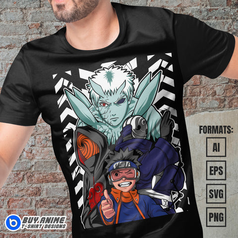 Premium Obito Uchiha Naruto Anime Vector T-shirt Design Template #2