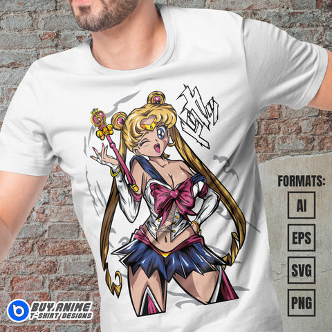 Premium Sailor Moon Anime Vector T-shirt Design Template