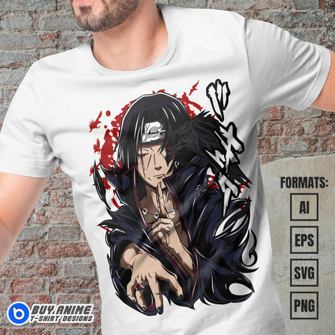 Premium Itachi Uchiha Naruto Anime Vector T-shirt Design Template #4